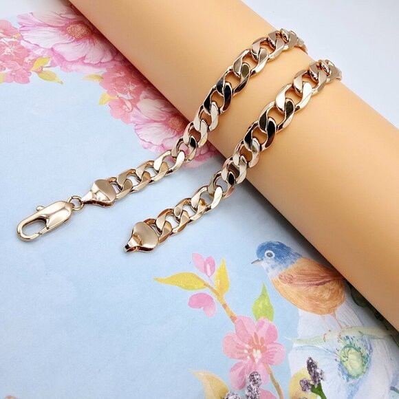 Rose Gold Cuban Link Chain Necklace for Men & Women, 23.6 Inch Length, XPNL0076 - Picture 8 of 12